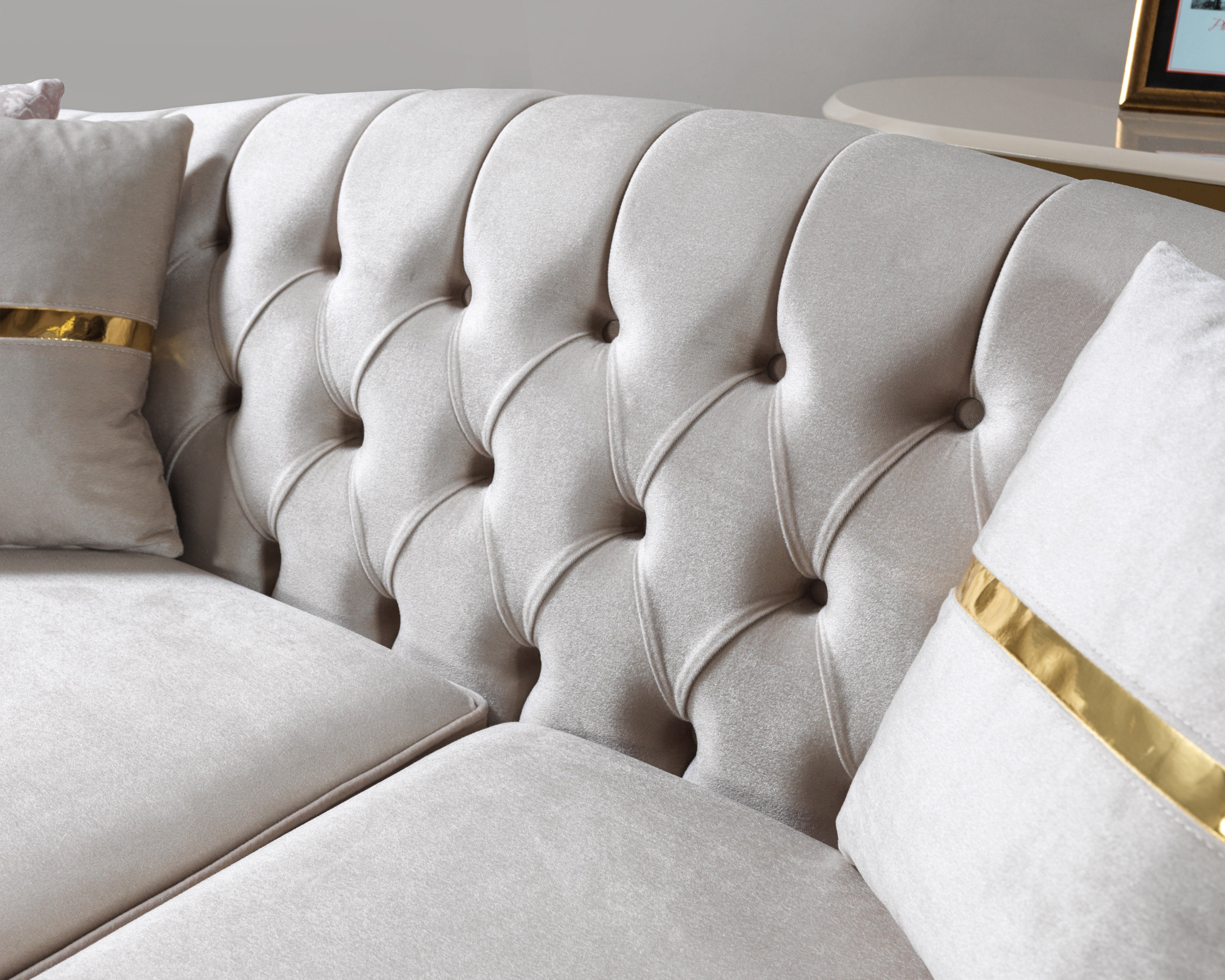 Nova - Milena Velvet Sofa & Loveseat in Ivory