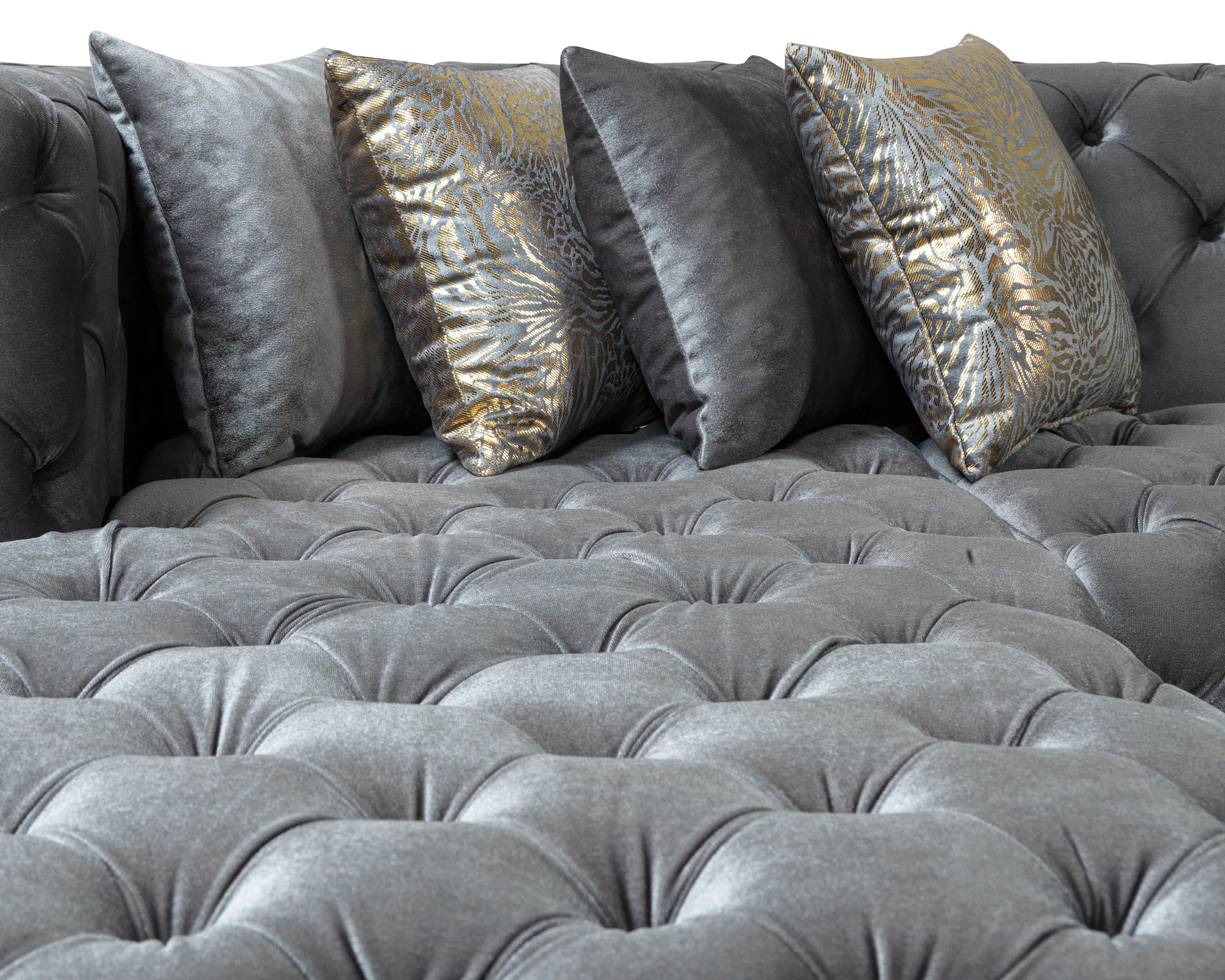 Nova Neva Gray Velvet Double Chaise 138" Sectional
