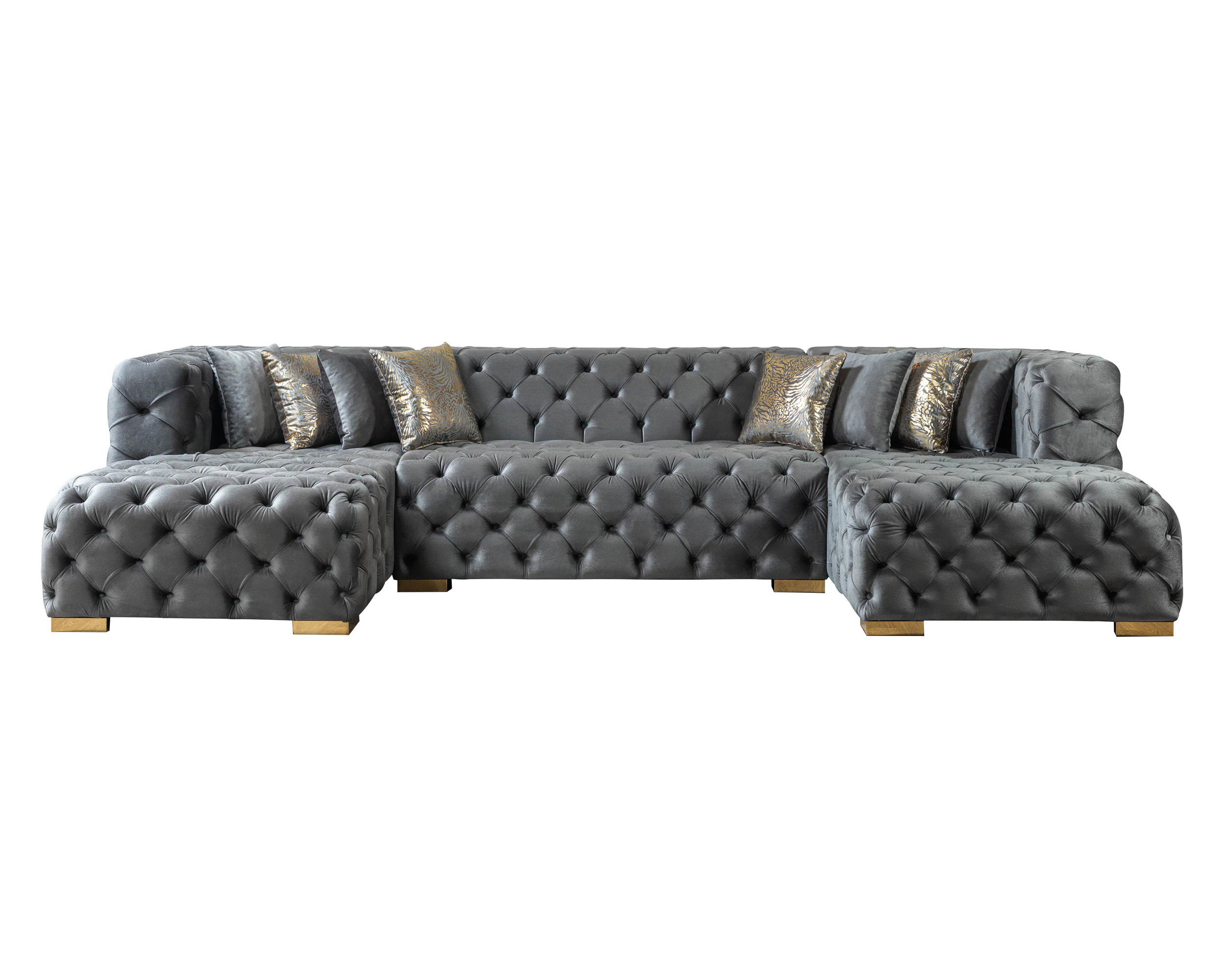 Nova Neva Gray Velvet Double Chaise 138" Sectional
