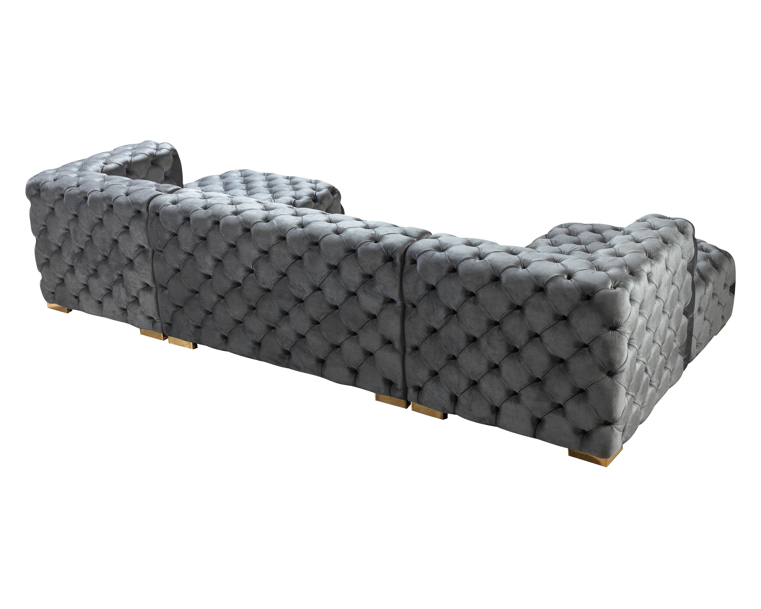 Nova Neva Gray Velvet Double Chaise 138" Sectional
