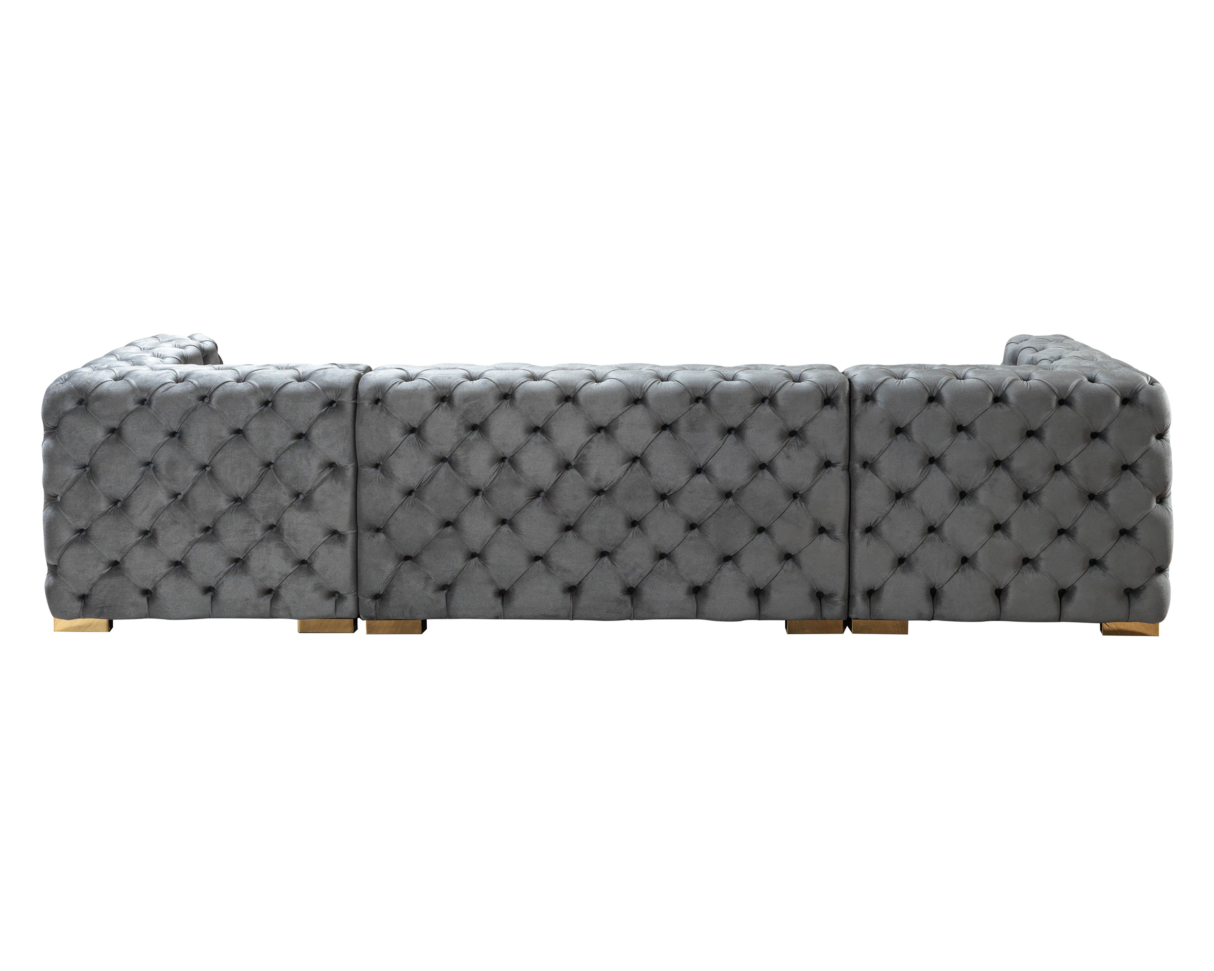 Nova Neva Gray Velvet Double Chaise 138" Sectional