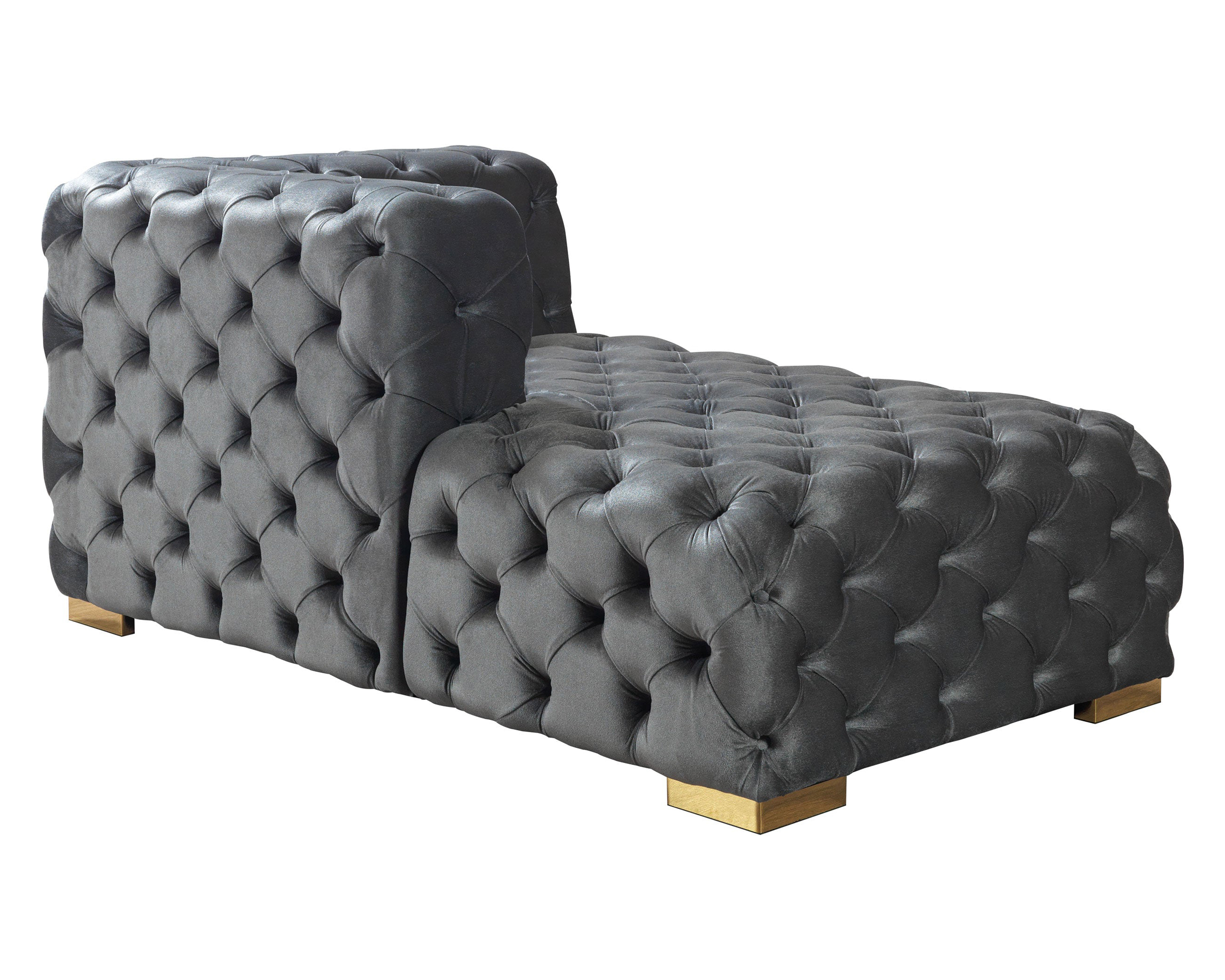 Nova Neva Gray Velvet Double Chaise 138" Sectional