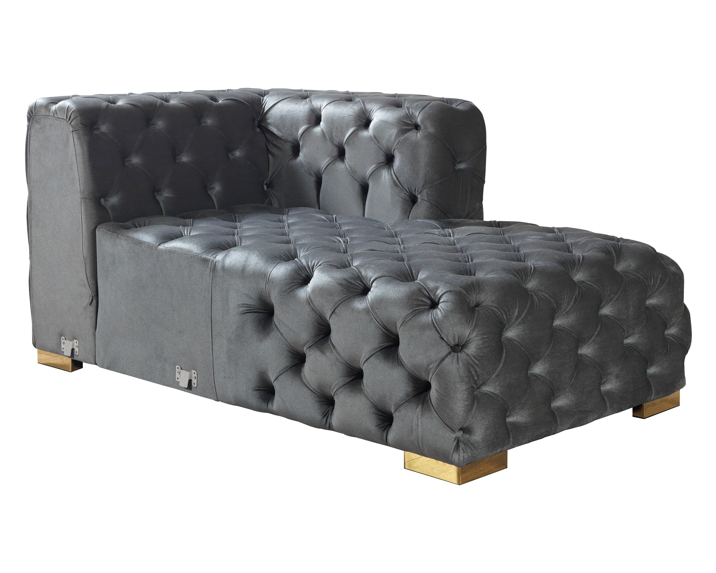 Nova Neva Gray Velvet Double Chaise 138" Sectional