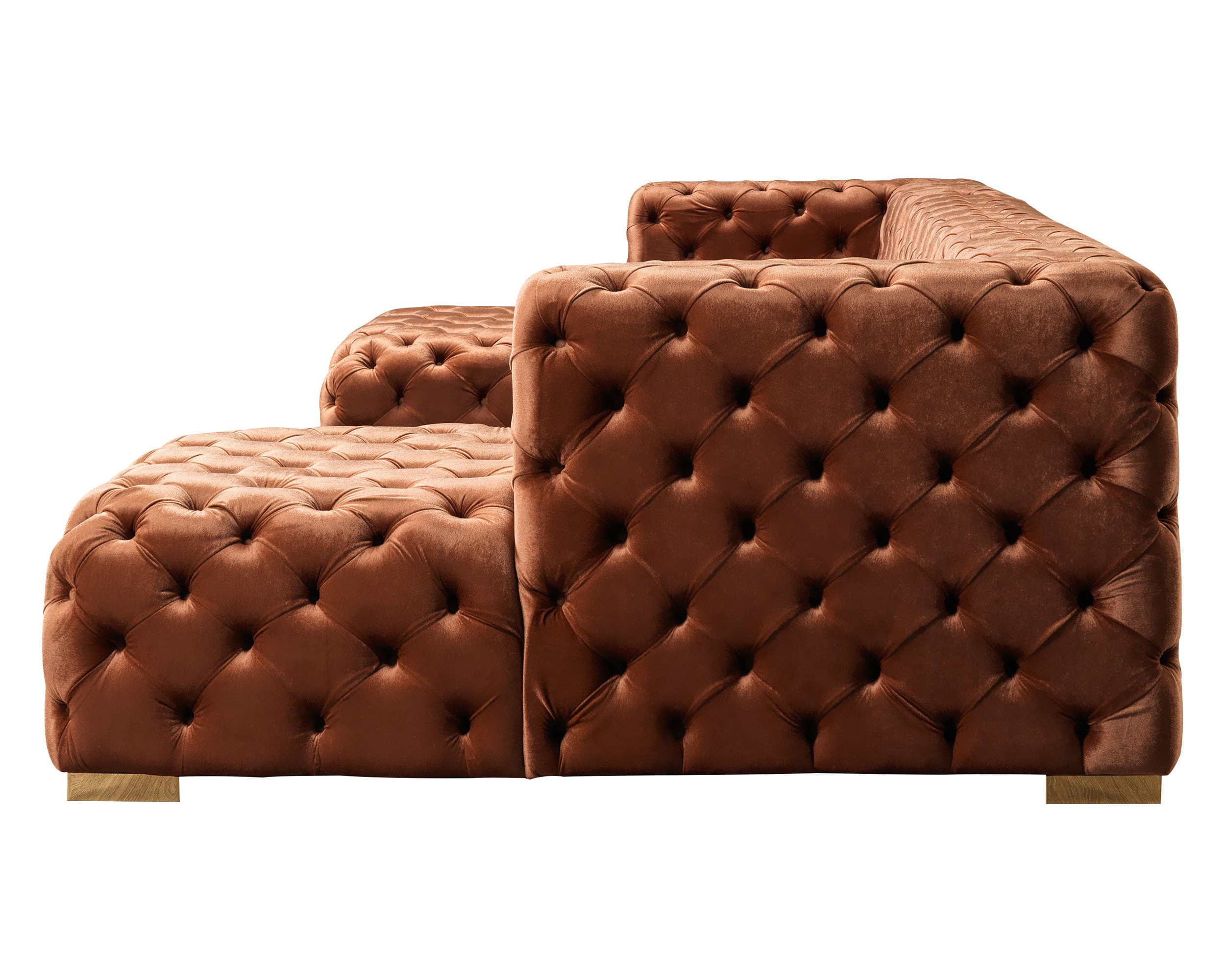 Nova Neva Orange Velvet Double Chaise 138" Sectional
