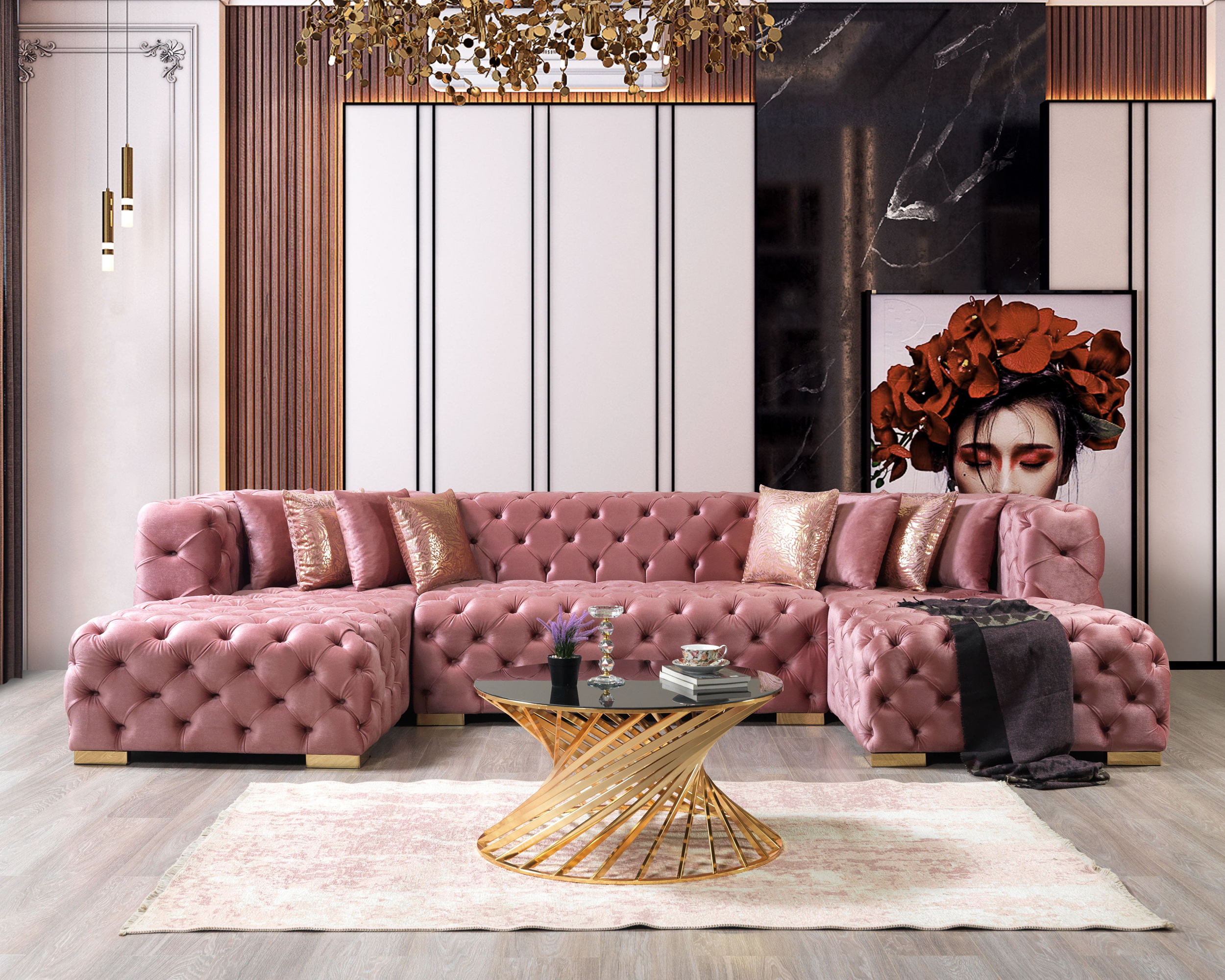 Nova - Neva Velvet Double Chaise 138" Sectional