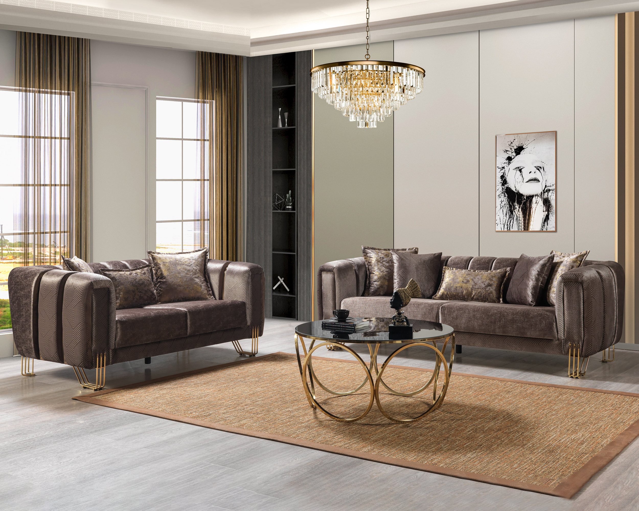 Nova - Santana Velvet Sofa & Loveseat