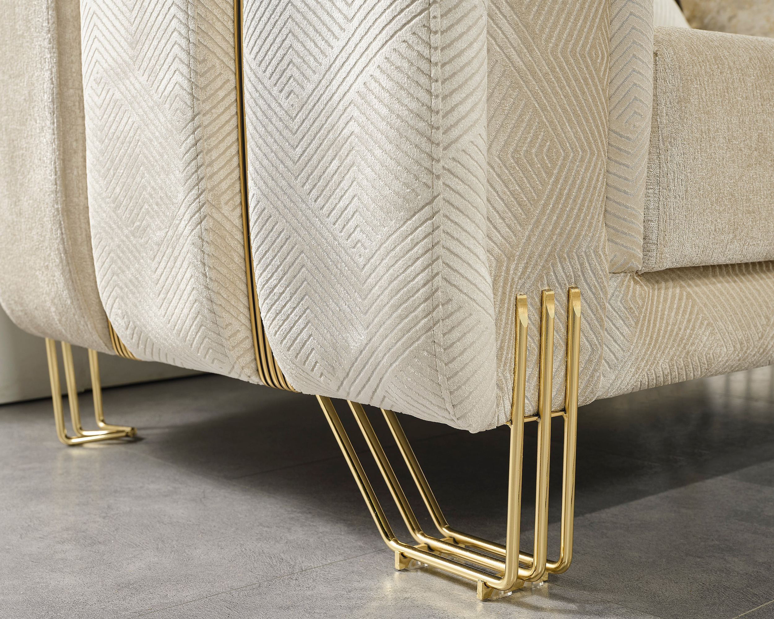 Nova Santana Velvet Sofa - Ivory
