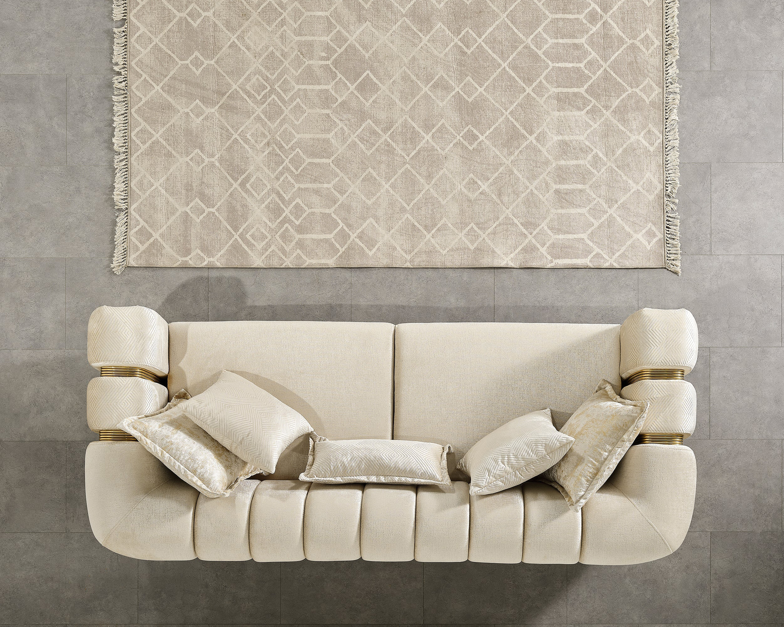 Nova Santana Velvet Sofa - Ivory