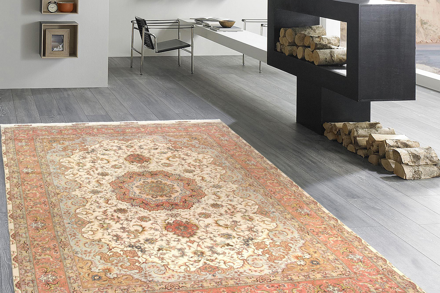 Pasargad - Tabriz Collection Hand-Knotted Silk and Wool Area Rug 98'' x 140'' (022507)