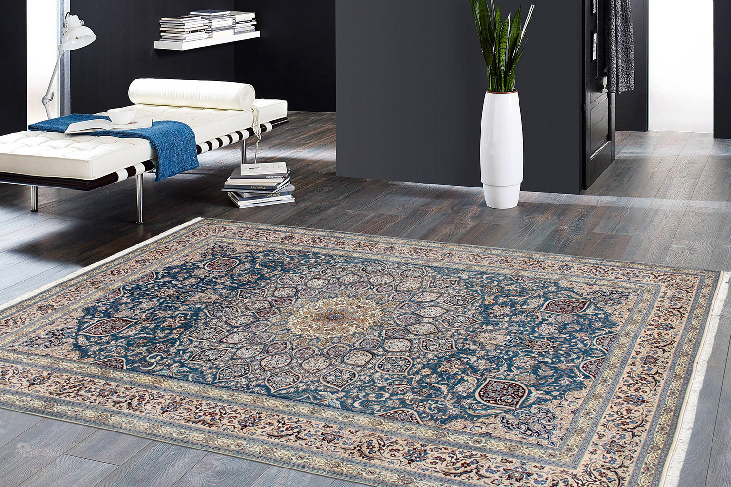 Pasargad - Nain Collection Hand-Knotted Silk and Wool Area Rug 83'' x 127'' (022513)