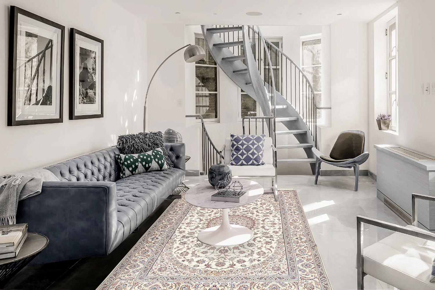 Pasargad - Nain Collection Hand-Knotted Silk and Wool Area Rug 82'' x 123'' (029642)