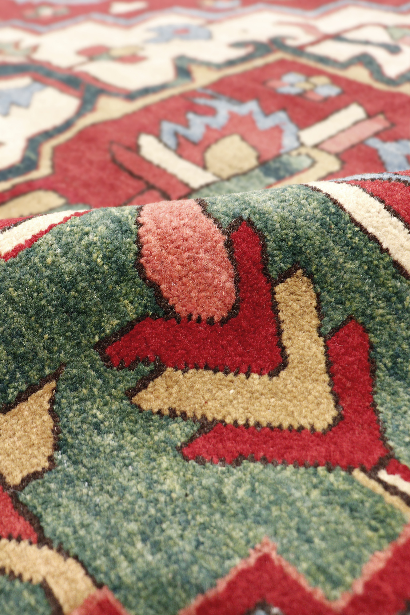 Pasargad - Azerbaijan Collection Hand-Knotted Lamb's Wool Area Rug in Red/Navy, 149" x 220" (032023)