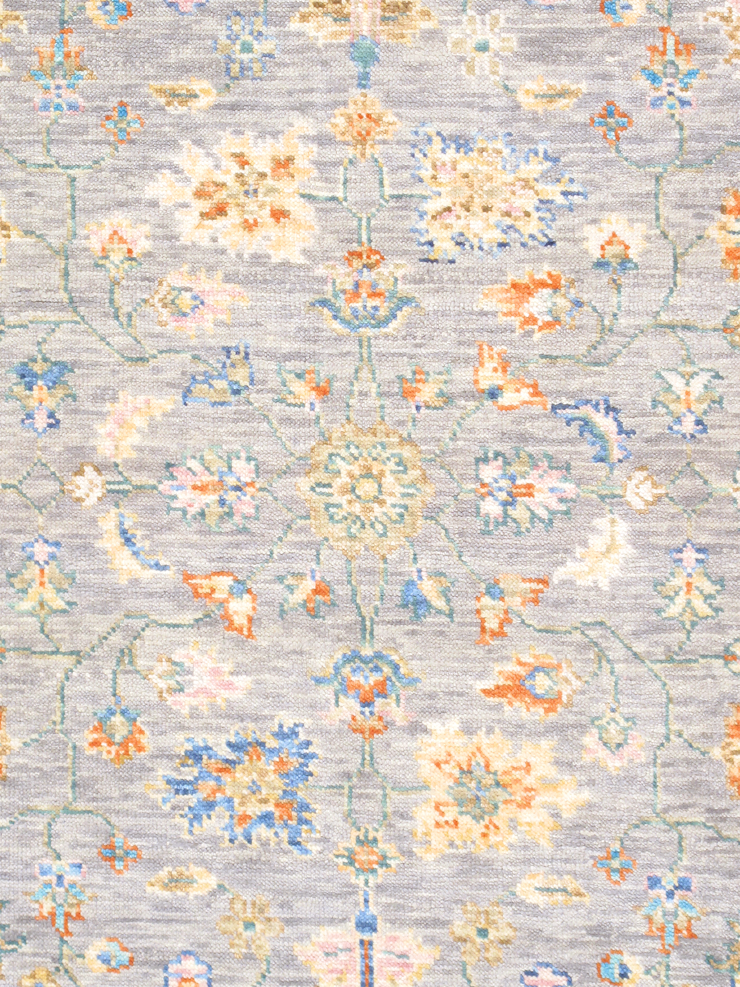 Pasargad - Oushak Collection Hand-Knotted Wool Area Rug in Gray/Ivory, 72" x 110" (78370 6x9)