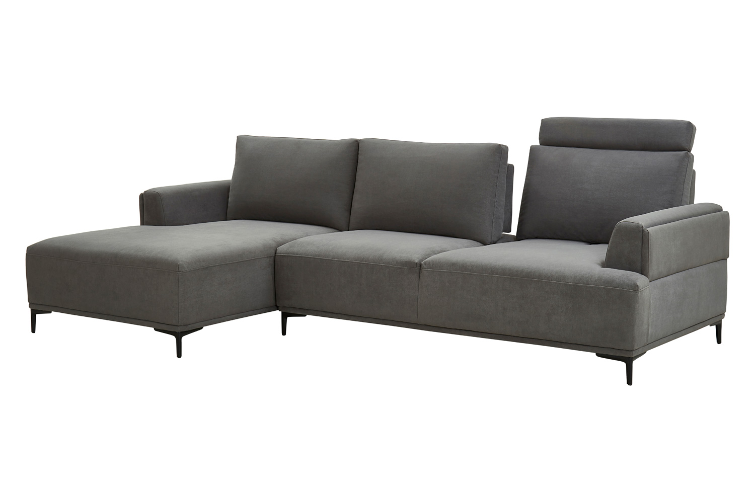 Pasargad - Modern Lucca Sectional Sofa with Push Back Functional, Left Facing Chaise Gray Color