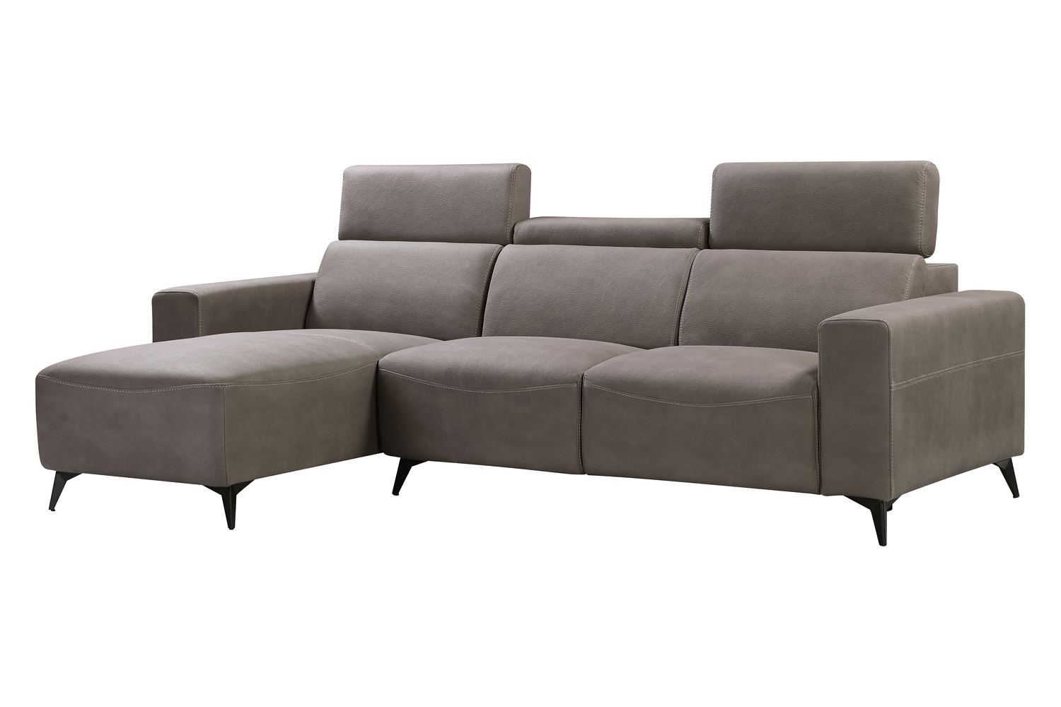 Pasargad - Modern Bari Sectional Sofa with Push Back Functional, Left Facing Gray Color