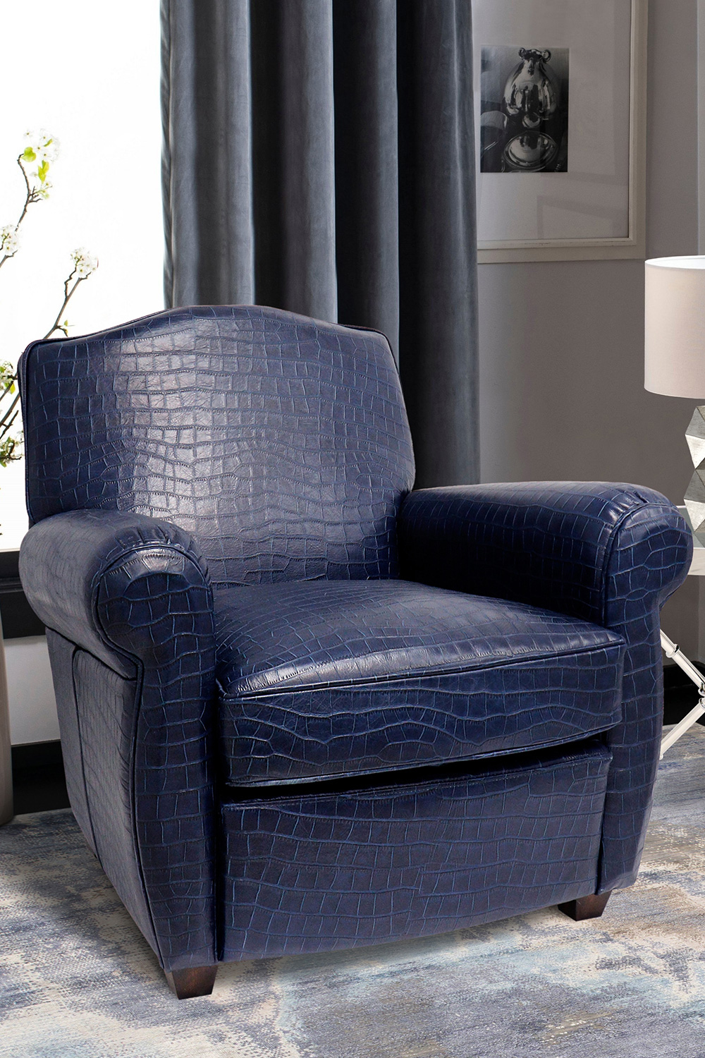 Pasargad - Vicenza Collection Leather Wing Chair