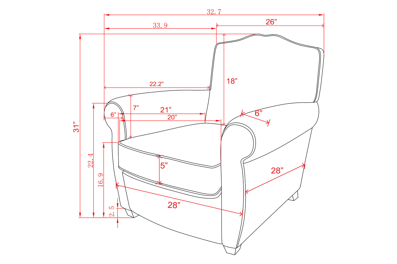 Pasargad - Vicenza Collection Leather Wing Chair