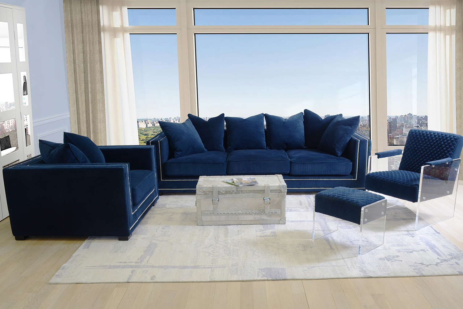 Pasargad - Tribecca Collection Acrylic and Velvet Accentchair