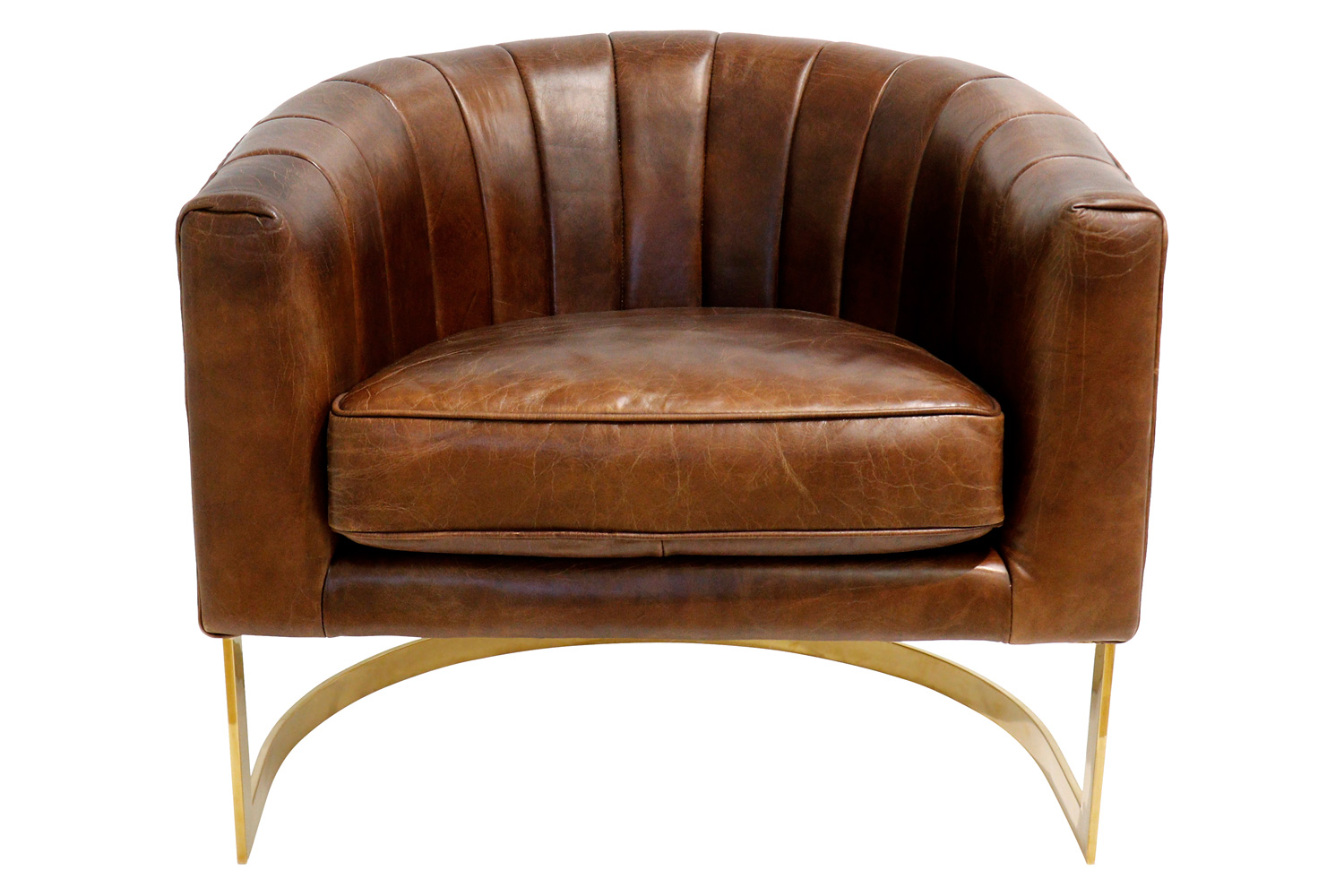 Pasargad - Vicenza Collection Barrel Leather Chair