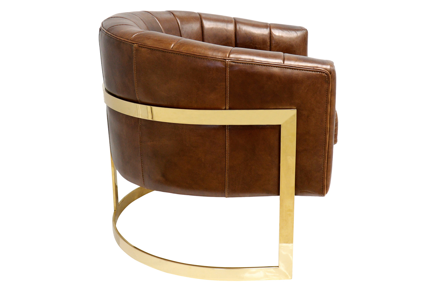 Pasargad - Vicenza Collection Barrel Leather Chair