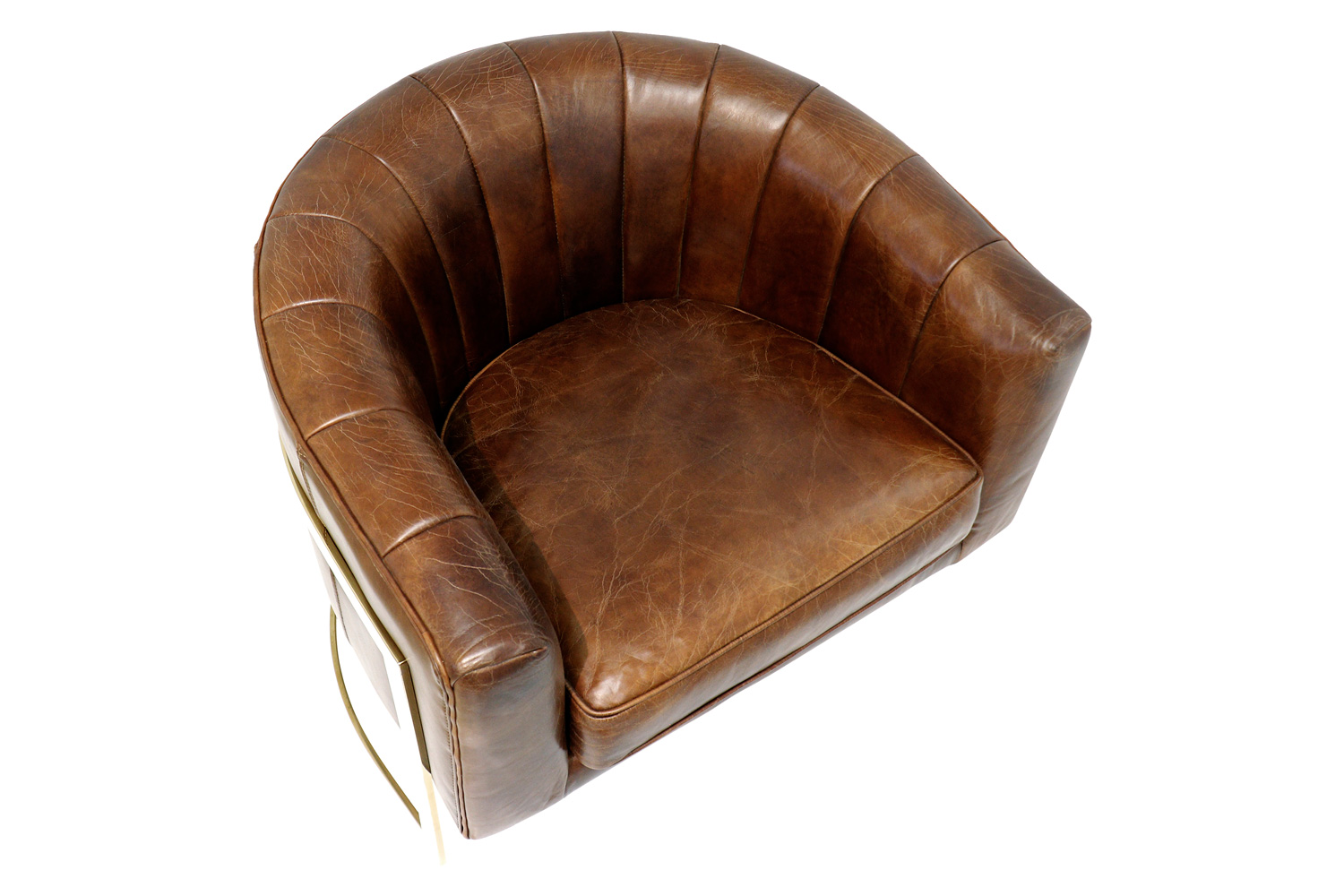 Pasargad - Vicenza Collection Barrel Leather Chair