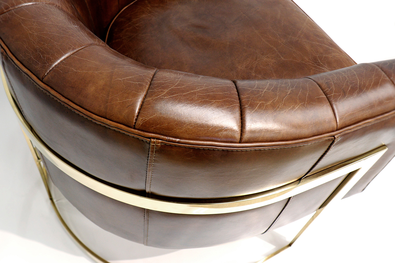 Pasargad - Vicenza Collection Barrel Leather Chair