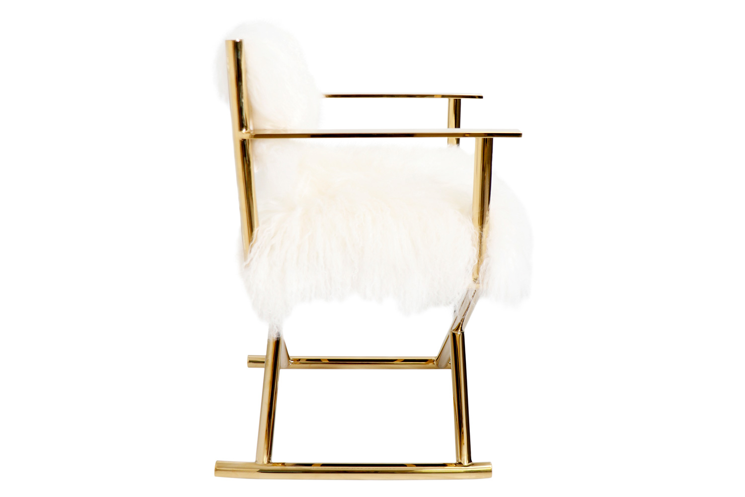 Pasargad Mongolian Fur Director's Chair - Gold