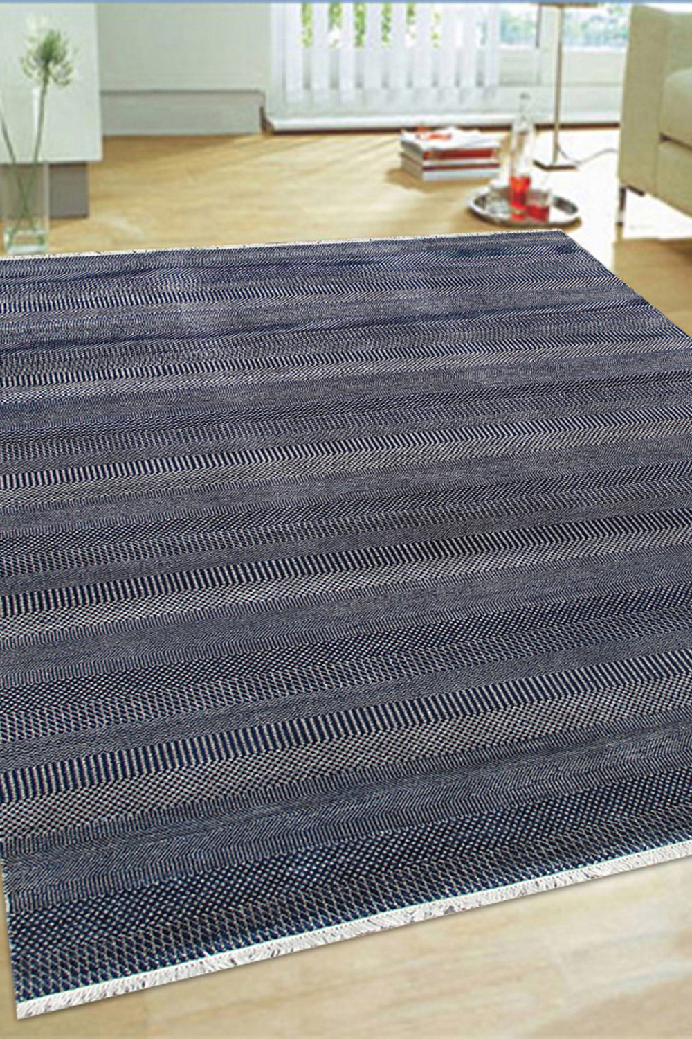 Pasargad - Transitiona Collection Hand-Kontted Silk and Wool Area Rug GRASS-NVY