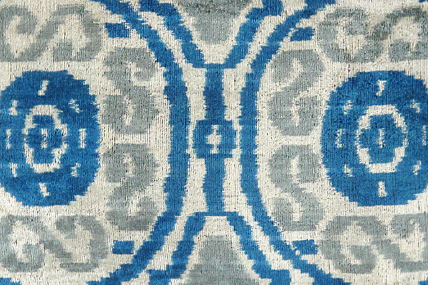 Pasargad - Ikat Velvet Pillow Blue Color