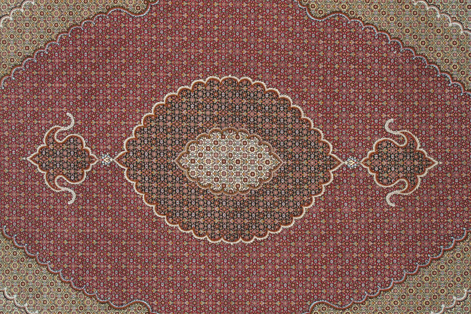 Pasargad Tabriz Collection Hand-Knotted Silk and Wool Area Rug (MAHI RED 7X10) - 79'' x 117''