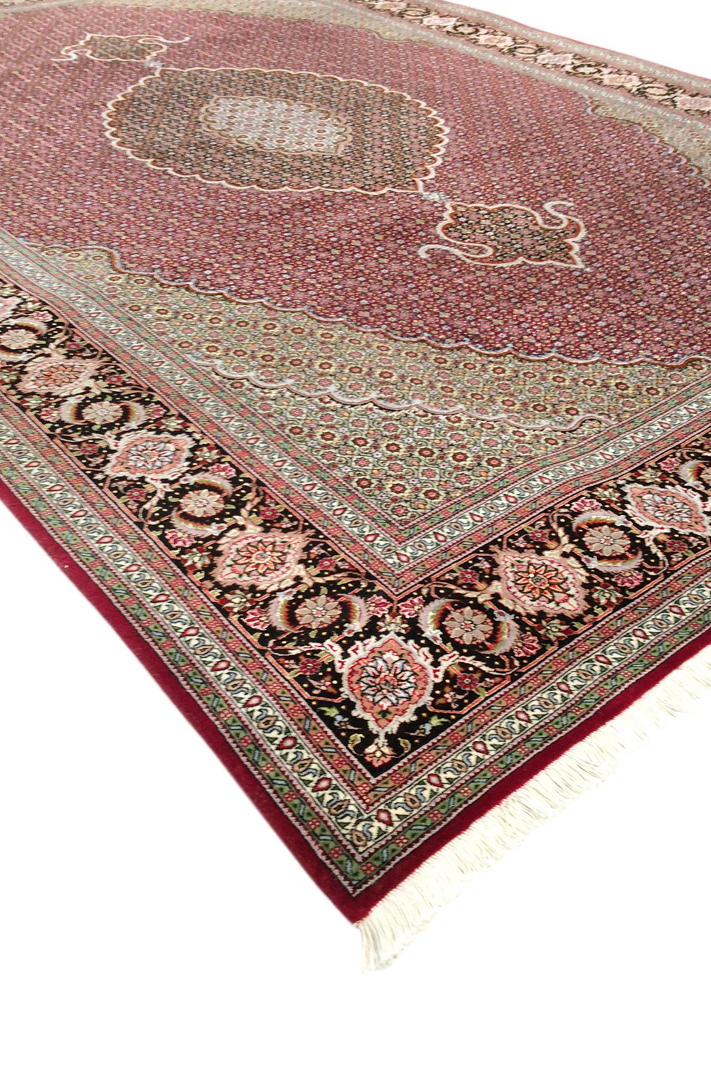 Pasargad Tabriz Collection Hand-Knotted Silk and Wool Area Rug (MAHI RED 7X10) - 79'' x 117''