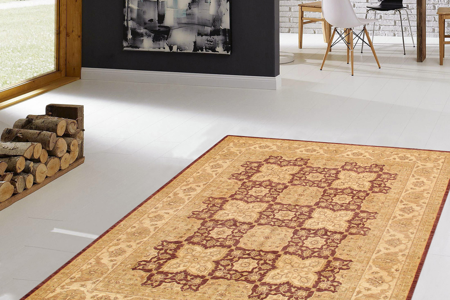 Pasargad - Ferehan Collection Hand-Knotted Lamb's Wool Area Rug 109'' x 149'' (PANF-6001 PLUM 9X12)