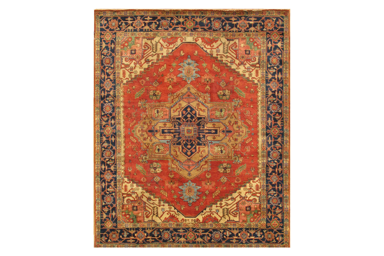 Pasargad - Serapi Collection Hand-Knotted Rust/Navy Wool Area Rug PB-10B