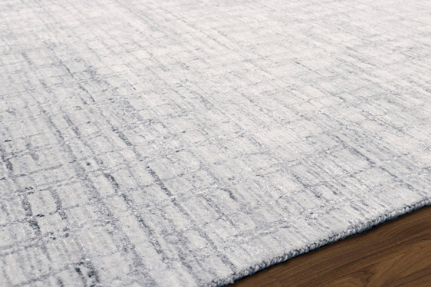 Pasargad - Slate Collection Hand-Loomed Ivory/Silver Bamboo Silk and Wool Area Rug PBFE-04