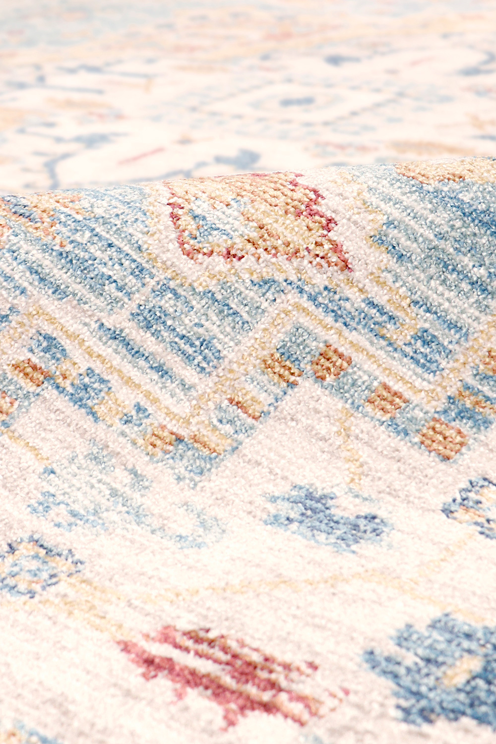 Pasargad Heritage Collection Power Loom L Blue and Ivory Area Rug (PFH-02 2.06X8) - 30'' x 96''