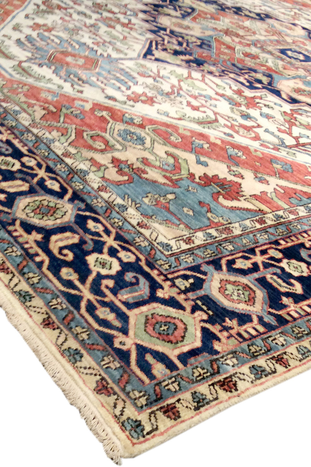 Pasargad Serapi Collection Hand-Knotted Ivory/Navy Wool Area Rug (PH-3 3X24) - 35'' x 290''