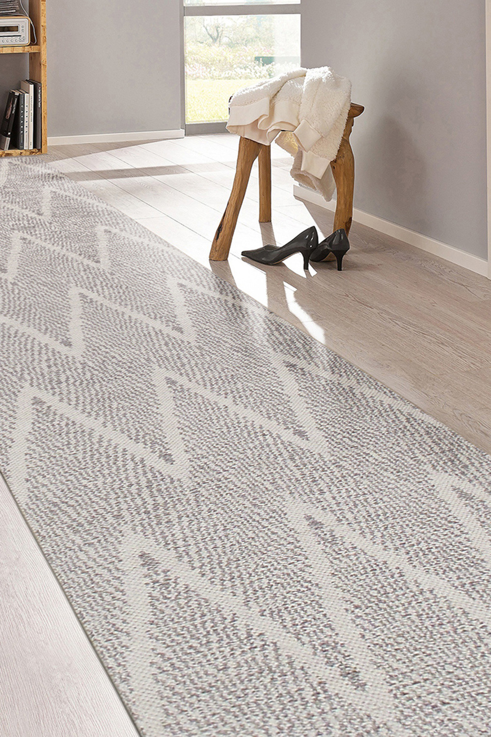 Pasargad Simplicity Collection Flat Weave Gray Cotton Area Rug (PLW-03 2.06X10) - 30'' x 120''