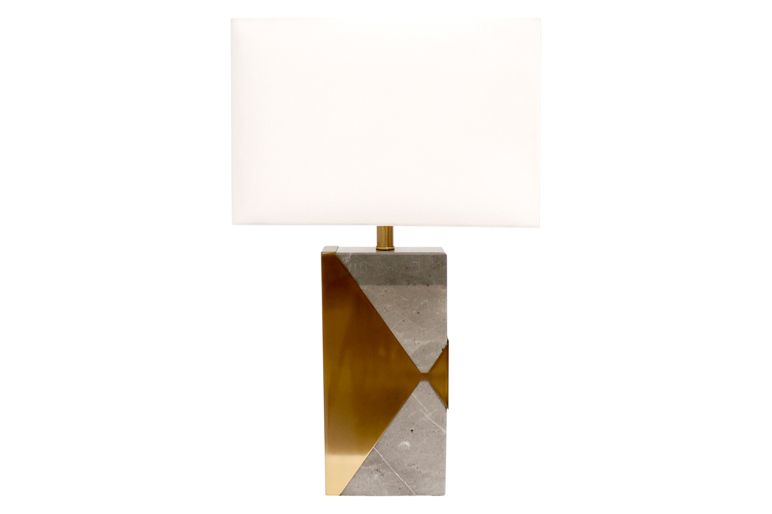 Pasargad - Triumph Collection Gray Marble and Gold Metal Modern Table Lamp with E27 Bulb and White Shade