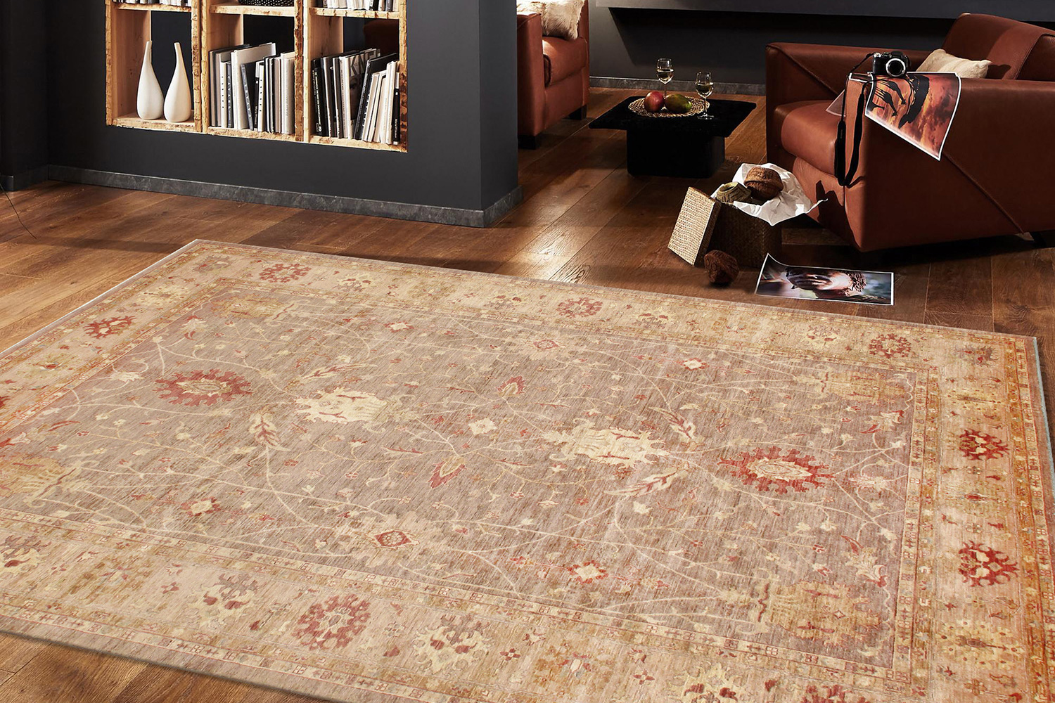 Pasargad - Farahan Collection Hand-Knotted Lamb's Wool Brown Area Rug 108'' x 150'' (POMID-32 9X13)