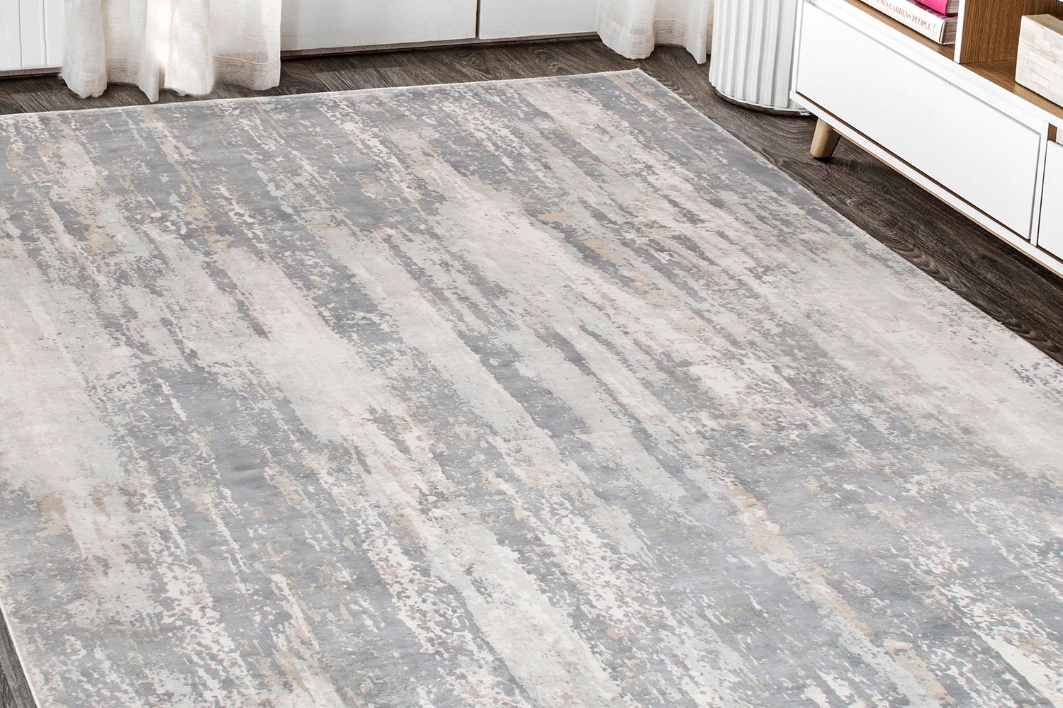 Pasargad - Beverly Collection Hand-Loomed Gray Silk Rug 72'' x 108'' (POP-8145 6X9)