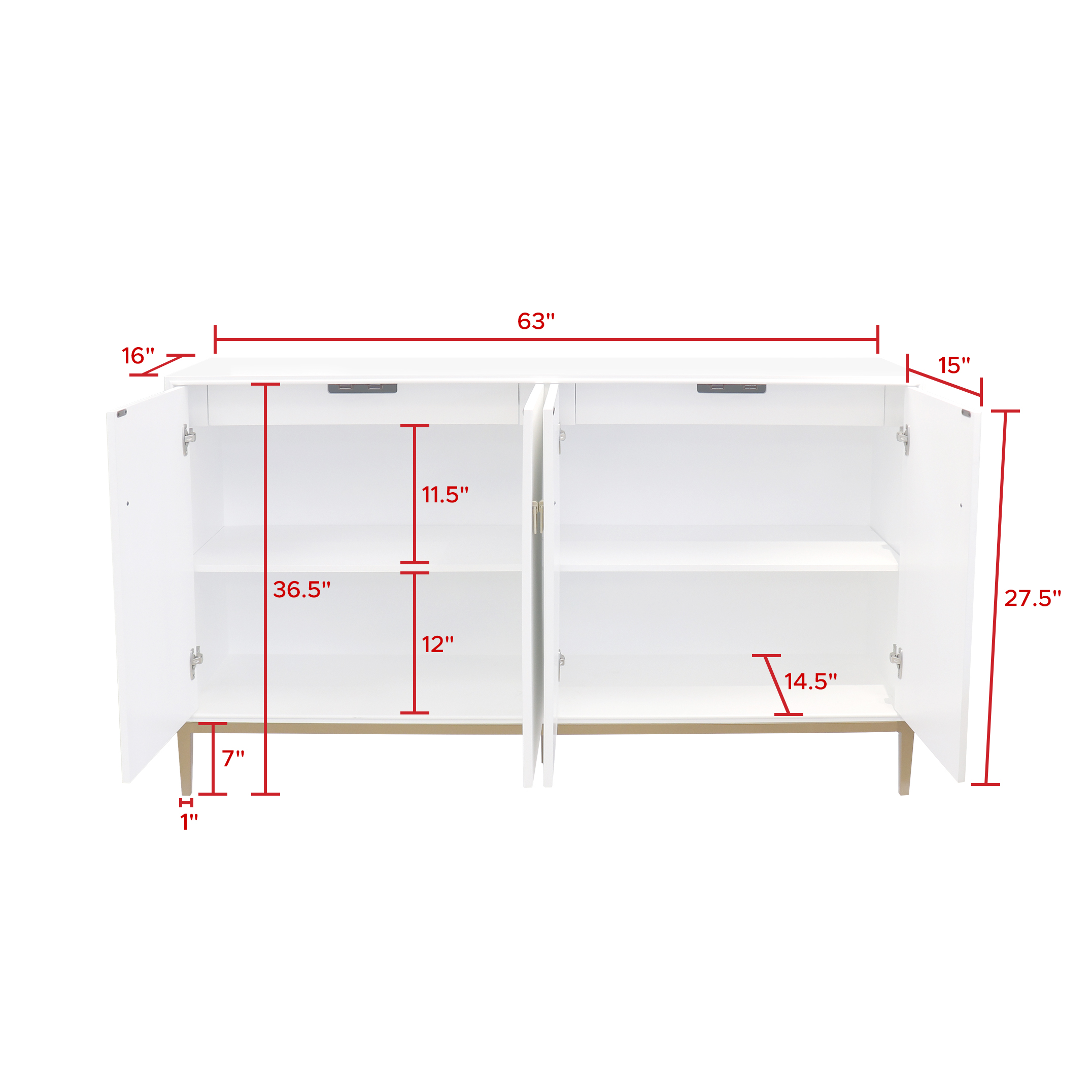 Pasargad Victoria 4 Doors, 2 Drawer Sideboard - Ivory/Bronze, Wood