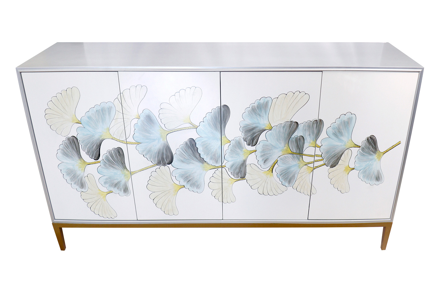 Pasargad Annabelle Sideboard With 4 Floral Doors, 2 Drawers and Bronze Metal Frame