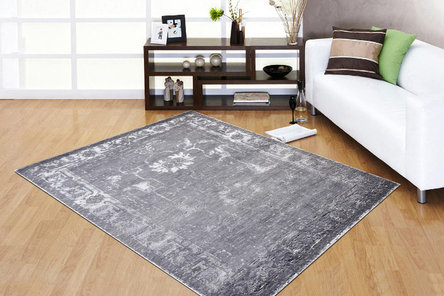 Pasargad - Silk Fusion Florence Collection Hand-Knotted Silk and Wool Area Rug 60'' x 96'' (PRAYA-07 DAR 5X8)