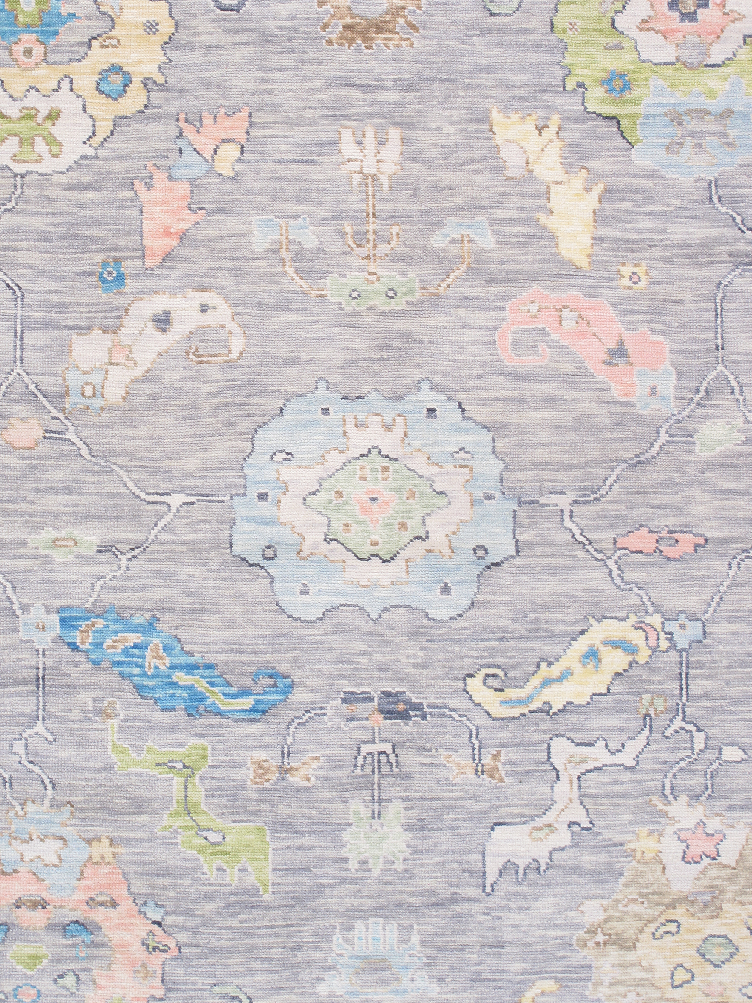 Pasargad - Oushak Collection Hand-Knotted Wool Area Rug in Silver/Turquoise, 110" x 146" (PRE-10098 9x12)