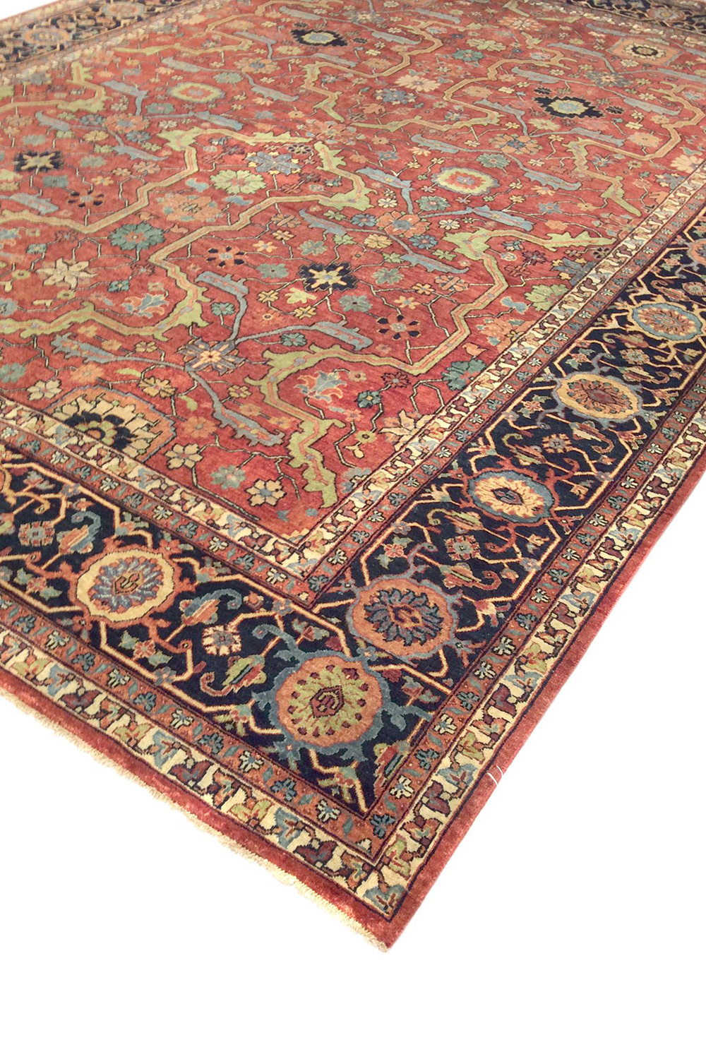 Pasargad Ferehan Collection Hand-Knotted Rust/Navy Wool Area Rug (PS-36 10X14) - 122'' x 169''