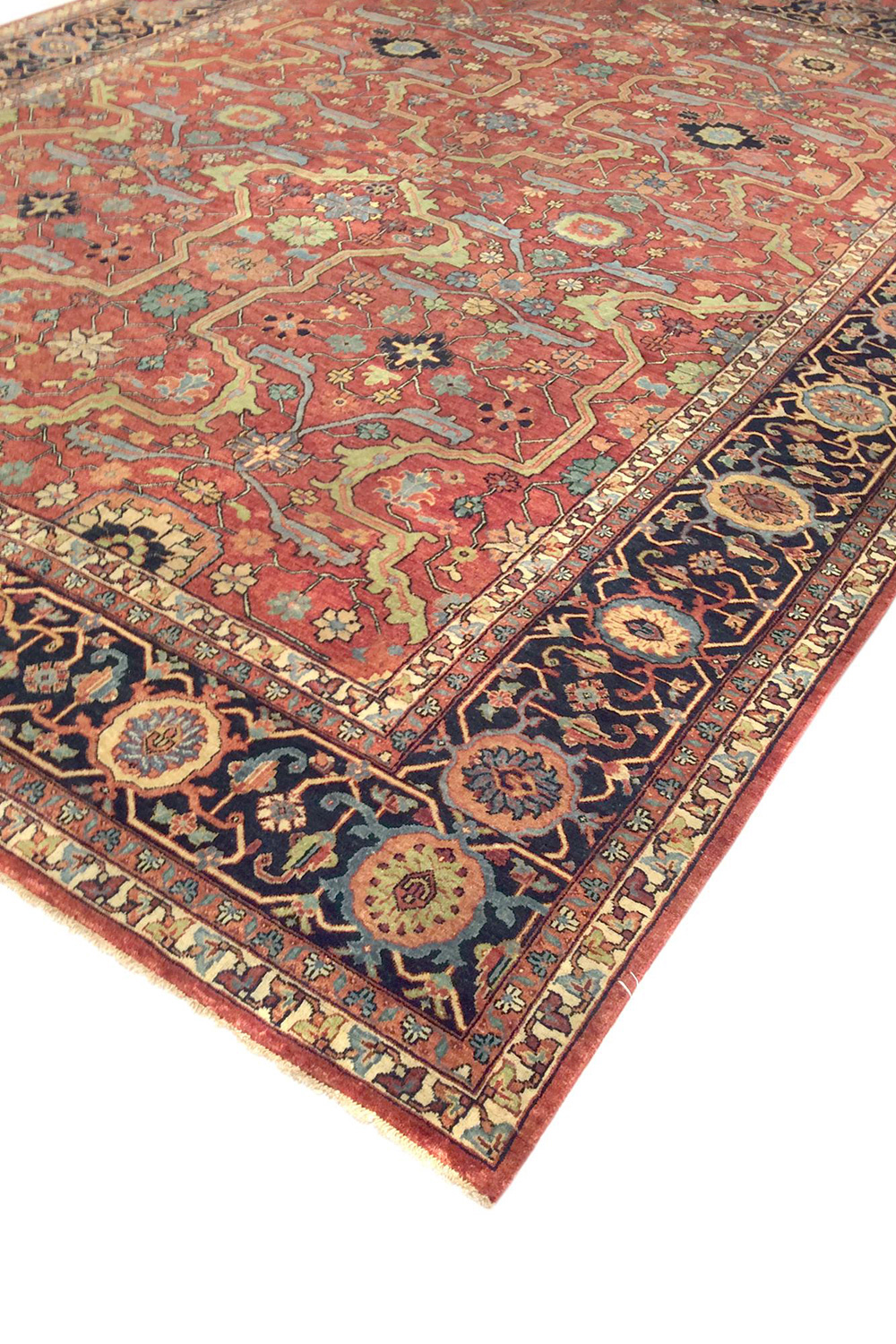 Pasargad Ferehan Collection Hand-Knotted Rust/Navy Wool Area Rug (PS-36 12X15) - 140'' x 178''