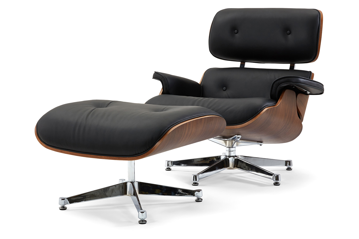 Pasargad - Portfino Leather Lounge Chair with Ottoman