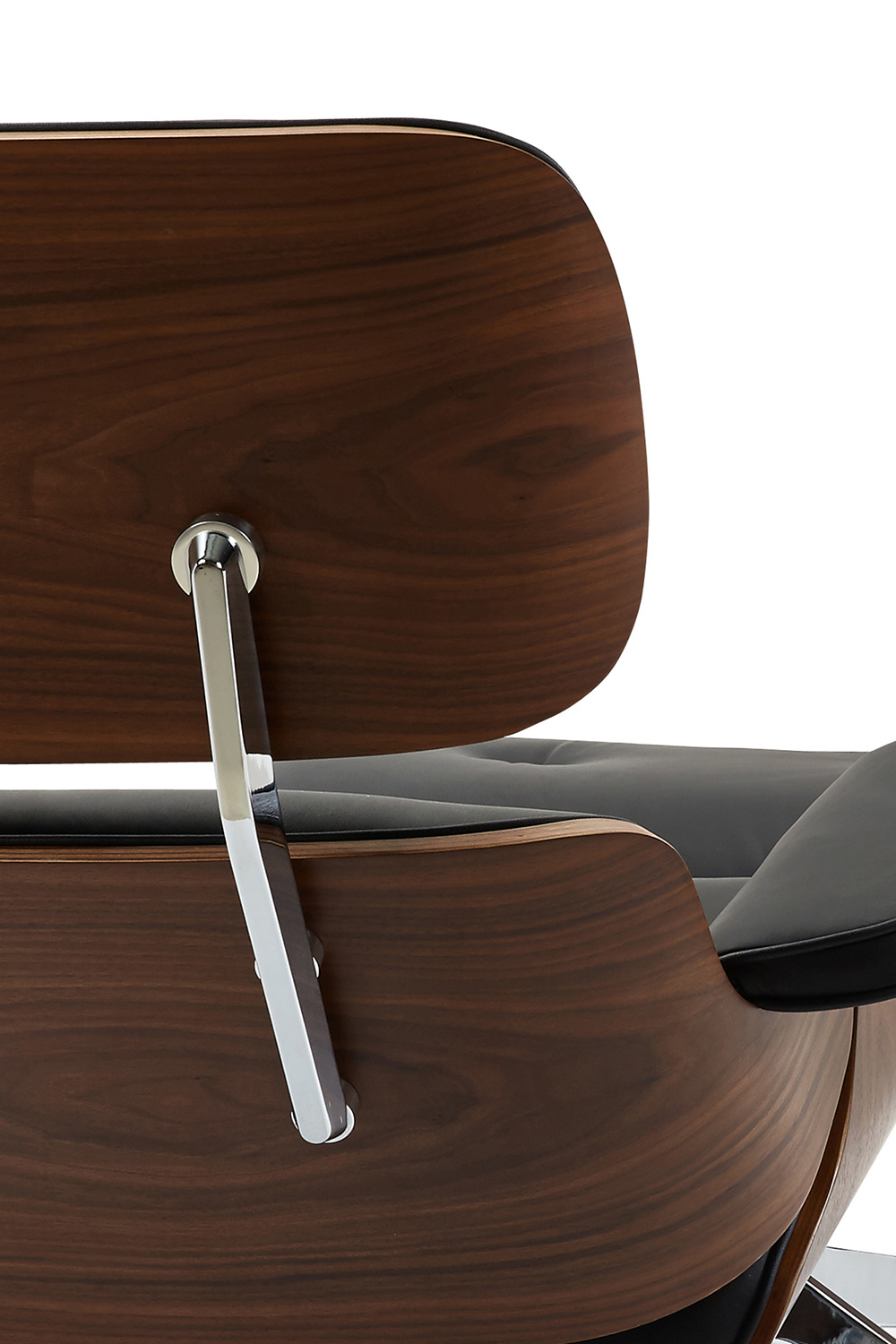 Pasargad Portfino Leather Lounge Chair with Ottoman - Black