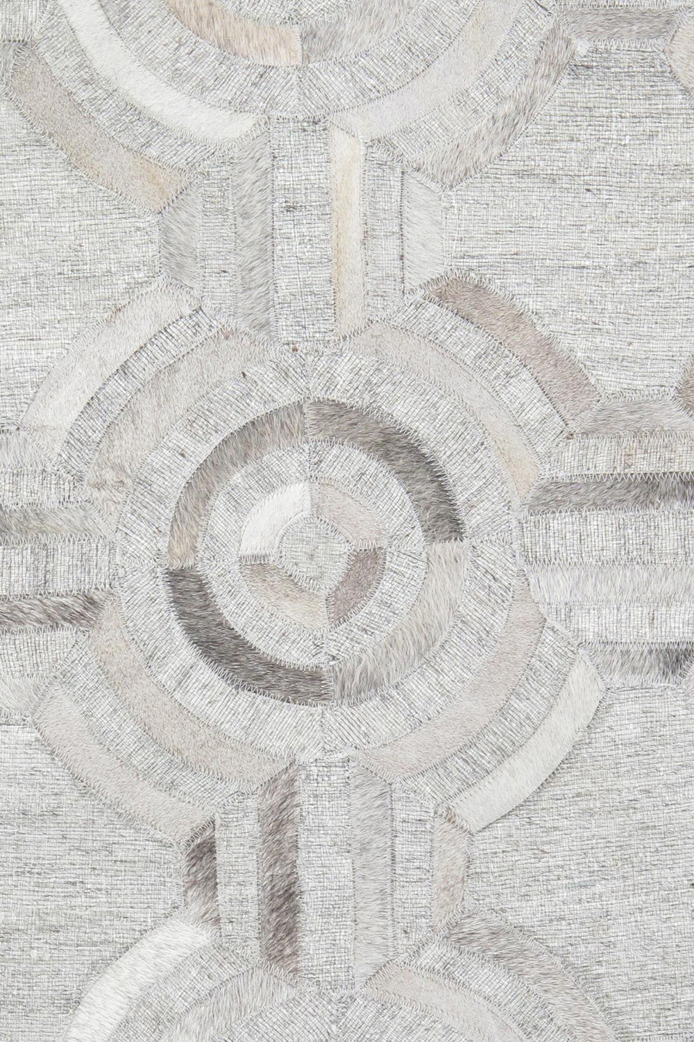 Pasargad Geometric Ivory Cowhide Rug (PTX-3137 6X9) - 72'' x 108''