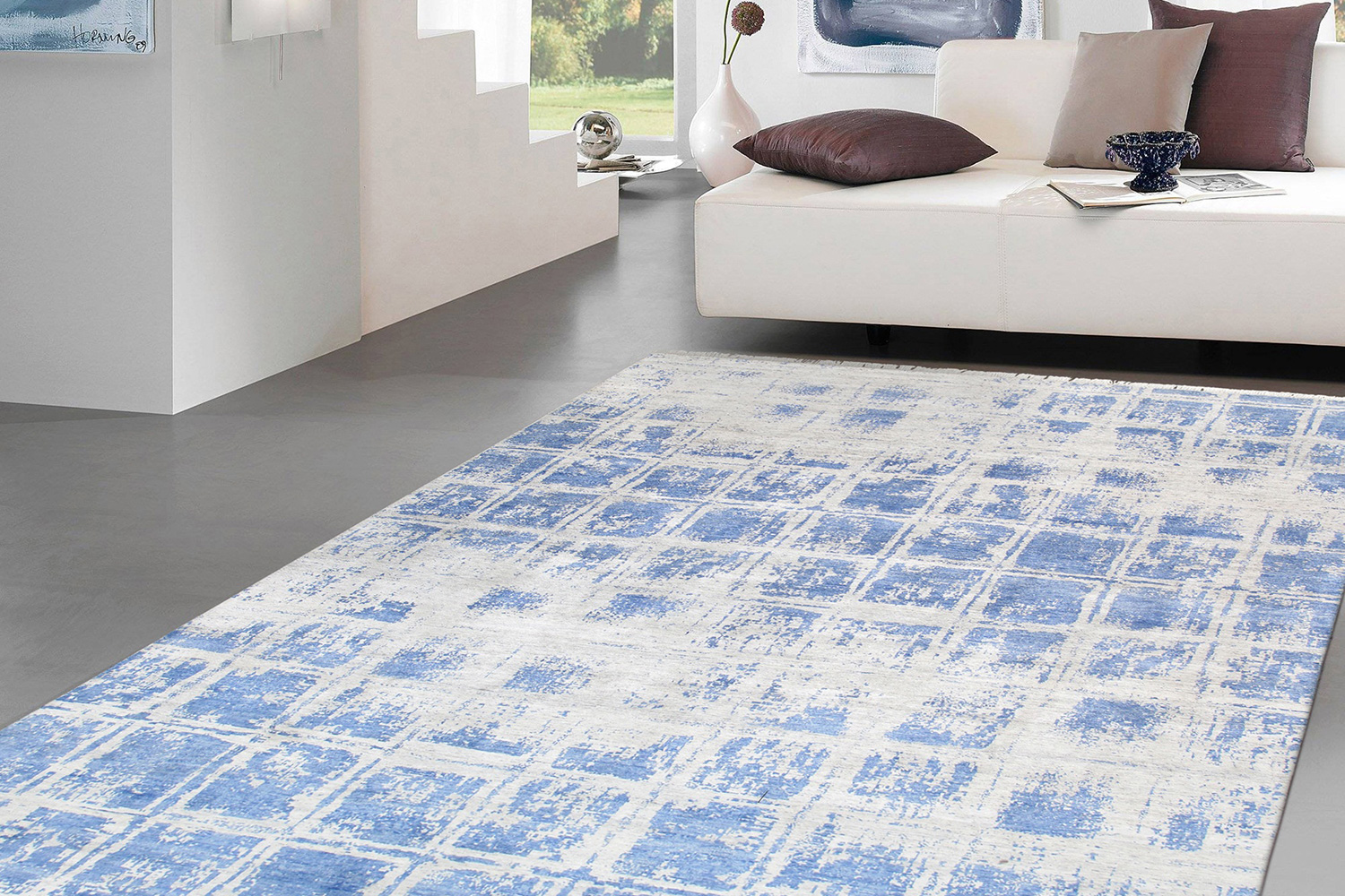 Pasargad Modern Collection Hand-Knotted Silk Area Rug (PV-5B 8X10) - 96'' x 122''